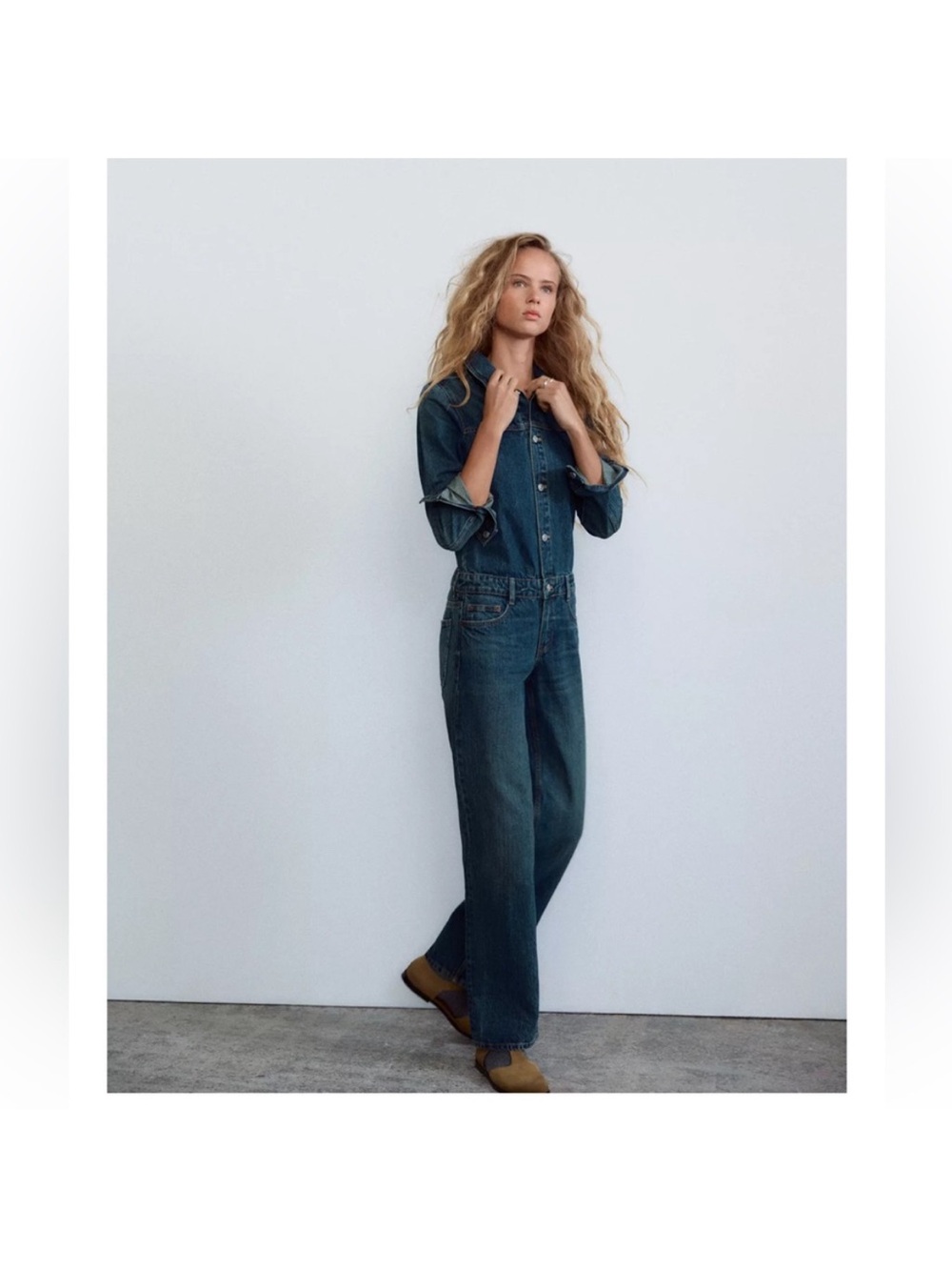 ZARA STRAIGHT TRF DENIM JUMPSUIT